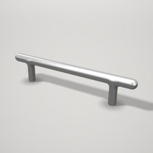 Tirador tubular de acero inoxidable plateado, 128 mm entre ejes